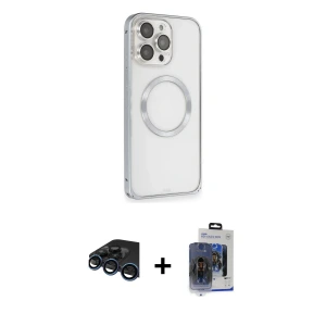 ieg™ iPhone 15 Pro Max Kılıf Ahenk Işık Serisi - Siyah Vanessa Magic Cam + Raze Metal Kamera Lens - LT