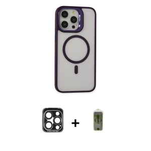 ieg™ iPhone 15 Pro Max Kılıf Ahenk Klasik Özel Seri - Siyah Joko Magic 5D Hayalet Cam + PVD Metal Kamera Lens - LT
