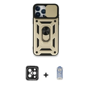 ieg™ iPhone 15 Pro Max Kılıf Ahenk Klasik - Siyah Joko Magic 5D Cam + PVD Metal Kamera Lens - SH