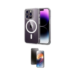 ieg™ iPhone 15 Pro Max Kılıf Ahenk Minimal Serisi - Siyah 3D Antistatik Mat Seramik Nano Ekran Koruyucu