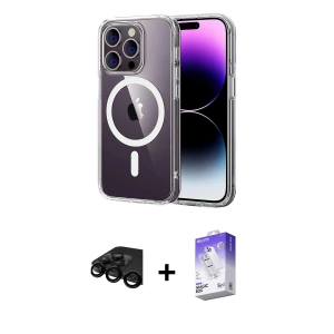 ieg™ iPhone 15 Pro Max Kılıf Ahenk Minimal Serisi - Siyah Bilvis 5in1 3D Magic Cam Ekran Koruyucu + Raze Metal Kamera Lens - SH