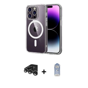 ieg™ iPhone 15 Pro Max Kılıf Ahenk Minimal Serisi - Siyah Joko Magic 5D Cam + Raze Metal Kamera Lens - GS