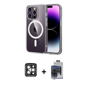 ieg™ iPhone 15 Pro Max Kılıf Ahenk Minimal Serisi - Siyah Vanessa Magic Cam + PVD Metal Kamera Lens - GI
