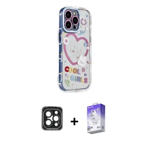 ieg™ iPhone 15 Pro Max Kılıf Ahenk Modern Serisi - Siyah Bilvis 5in1 3D Magic Cam Ekran Koruyucu + PVD Metal Kamera Lens - SH