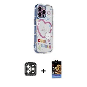 ieg™ iPhone 15 Pro Max Kılıf Ahenk Modern Serisi - Siyah Buffer Hayalet Cam Ekran Koruyucu + PVD Metal Kamera Lens - GI