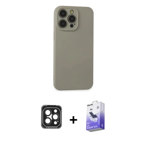 ieg™ iPhone 15 Pro Max Kılıf Ahenk Serisi - Siyah Bilvis 5in1 5D Magic Hayalet Cam Ekran Koruyucu + PVD Metal Kamera Lens - SH