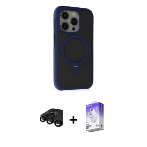 ieg™ iPhone 15 Pro Max Kılıf Ahenk Yansıma Özel Seri - Siyah Bilvis 5in1 3D Magic Cam Ekran Koruyucu + Raze Metal Kamera Lens - SH