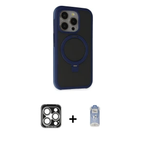 ieg™ iPhone 15 Pro Max Kılıf Ahenk Yansıma Özel Seri - Siyah Joko Magic 5D Cam + PVD Metal Kamera Lens - GS