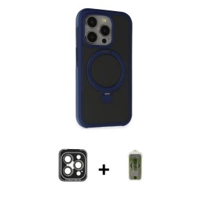 ieg™ iPhone 15 Pro Max Kılıf Ahenk Yansıma Özel Seri - Siyah Joko Magic 5D Hayalet Cam + PVD Metal Kamera Lens - GI