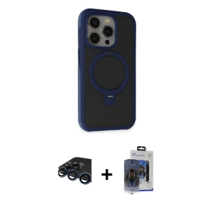 ieg™ iPhone 15 Pro Max Kılıf Ahenk Yansıma Özel Seri - Siyah Vanessa Magic Cam + Raze Metal Kamera Lens - LT