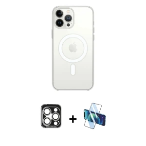 ieg™ iPhone 15 Pro Max Kılıf Ahenk Yansıma Prime - Siyah 3D Antistatik Seramik Nano Ekran Koruyucu + PVD Metal Kamera Lens - GS