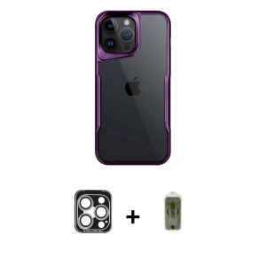 ieg™ iPhone 15 Pro Max Kılıf Akış Çizgi Koleksiyonu - Siyah Joko Magic 5D Hayalet Cam + PVD Metal Kamera Lens - GS