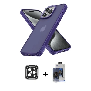 ieg™ iPhone 15 Pro Max Kılıf Atlas Form - Siyah Vanessa Magic Cam + PVD Metal Kamera Lens - SH