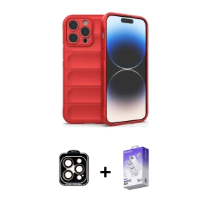 ieg™ iPhone 15 Pro Max Kılıf Atlas Koleksiyonu - Siyah Bilvis 5in1 3D Magic Cam Ekran Koruyucu + PVD Metal Kamera Lens - TU