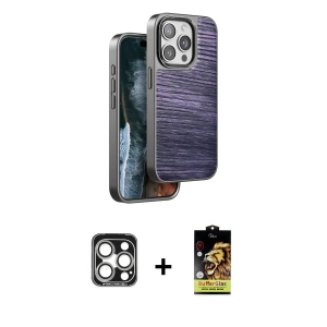 ieg™ iPhone 15 Pro Max Kılıf Atlas Minimal Özel Seri - Siyah Buffer Cam Ekran Koruyucu + PVD Metal Kamera Lens - GS