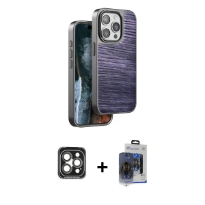 ieg™ iPhone 15 Pro Max Kılıf Atlas Minimal Özel Seri - Siyah Vanessa Magic Cam + PVD Metal Kamera Lens - GI