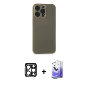 ieg™ iPhone 15 Pro Max Kılıf Atlas Minimal Prime - Siyah Bilvis 5in1 5D Magic Hayalet Cam Ekran Koruyucu + PVD Metal Kamera Lens - LT