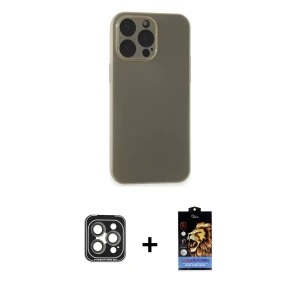 ieg™ iPhone 15 Pro Max Kılıf Atlas Minimal Prime - Siyah Buffer Hayalet Cam Ekran Koruyucu + PVD Metal Kamera Lens - GI