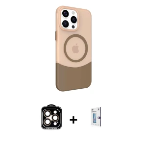 ieg™ iPhone 15 Pro Max Kılıf Çekirdek Asil Özel Seri - Siyah Bilvis 0.18mm Plus Cam Ekran Koruyucu + PVD Metal Kamera Lens - TU