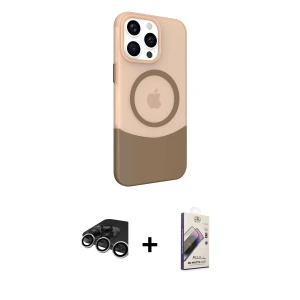 ieg™ iPhone 15 Pro Max Kılıf Çekirdek Asil Özel Seri - Siyah Bilvis 3D Mat Cam Ekran Koruyucu + Raze Metal Kamera Lens - GS