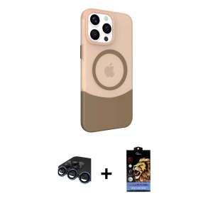 ieg™ iPhone 15 Pro Max Kılıf Çekirdek Asil Özel Seri - Siyah Buffer Hayalet Cam Ekran Koruyucu + Raze Metal Kamera Lens - LT