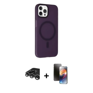 ieg™ iPhone 15 Pro Max Kılıf Çekirdek Modern Prime - Siyah 3D Antistatik Mat Seramik Nano Ekran Koruyucu + Raze Metal Kamera Lens - GS