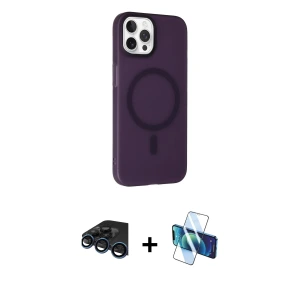 ieg™ iPhone 15 Pro Max Kılıf Çekirdek Modern Prime - Siyah 3D Antistatik Seramik Nano Ekran Koruyucu + Raze Metal Kamera Lens - LT