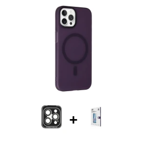 ieg™ iPhone 15 Pro Max Kılıf Çekirdek Modern Prime - Siyah Bilvis 0.18mm Plus Cam Ekran Koruyucu + PVD Metal Kamera Lens - GI