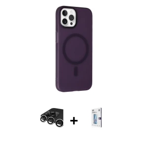 ieg™ iPhone 15 Pro Max Kılıf Çekirdek Modern Prime - Siyah Bilvis 0.18mm Plus Cam Ekran Koruyucu + Raze Metal Kamera Lens - GS