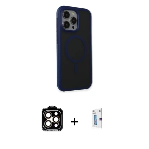 ieg™ iPhone 15 Pro Max Kılıf Çekirdek Yansıma Prime - Siyah Bilvis 0.18mm Plus Cam Ekran Koruyucu + PVD Metal Kamera Lens - TU