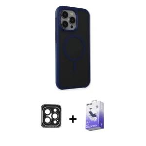 ieg™ iPhone 15 Pro Max Kılıf Çekirdek Yansıma Prime - Siyah Bilvis 5in1 5D Magic Hayalet Cam Ekran Koruyucu + PVD Metal Kamera Lens - SH