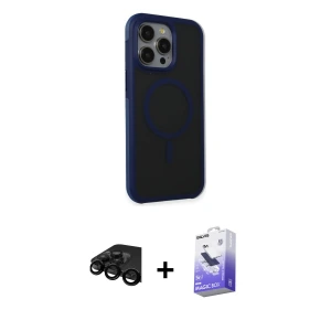 ieg™ iPhone 15 Pro Max Kılıf Çekirdek Yansıma Prime - Siyah Bilvis 5in1 5D Magic Hayalet Cam Ekran Koruyucu + Raze Metal Kamera Lens - SH