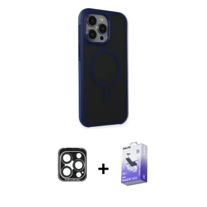 ieg™ iPhone 15 Pro Max Kılıf Çekirdek Yansıma Prime - Siyah Bilvis 5in1 5D Magic Hayalet Cam Ekran Koruyucu + PVD Metal Kamera Lens - LT