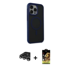 ieg™ iPhone 15 Pro Max Kılıf Çekirdek Yansıma Prime - Siyah Buffer Cam Ekran Koruyucu + Raze Metal Kamera Lens - GS