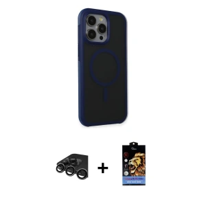 ieg™ iPhone 15 Pro Max Kılıf Çekirdek Yansıma Prime - Siyah Buffer Hayalet Cam Ekran Koruyucu + Raze Metal Kamera Lens - TMGI