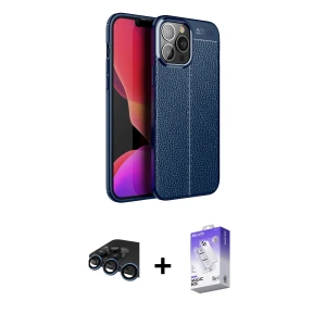 ieg™ iPhone 15 Pro Max Kılıf Doruk Klasik Özel Seri - Siyah Bilvis 5in1 3D Magic Cam Ekran Koruyucu + Raze Metal Kamera Lens - LT