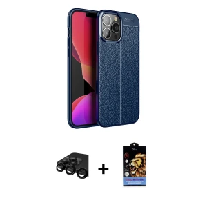 ieg™ iPhone 15 Pro Max Kılıf Doruk Klasik Özel Seri - Siyah Buffer Hayalet Cam Ekran Koruyucu + Raze Metal Kamera Lens - SH