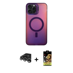 ieg™ iPhone 15 Pro Max Kılıf Doruk Klasik Prime - Siyah Buffer Cam Ekran Koruyucu + Raze Metal Kamera Lens - GS