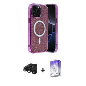ieg™ iPhone 15 Pro Max Kılıf Eksen Çizgi - Siyah Bilvis 5in1 3D Magic Cam Ekran Koruyucu + Raze Metal Kamera Lens - SH