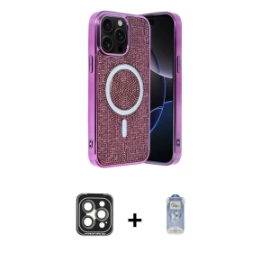 ieg™ iPhone 15 Pro Max Kılıf Eksen Çizgi - Siyah Joko Magic 5D Cam + PVD Metal Kamera Lens - GI