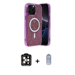 ieg™ iPhone 15 Pro Max Kılıf Eksen Çizgi - Siyah Joko Magic 5D Cam + PVD Metal Kamera Lens - TU