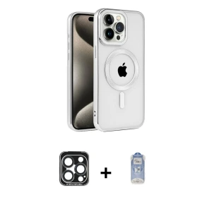ieg™ iPhone 15 Pro Max Kılıf Eksen Form Koleksiyonu - Siyah Joko Magic 5D Cam + PVD Metal Kamera Lens - LT