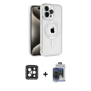 ieg™ iPhone 15 Pro Max Kılıf Eksen Form Koleksiyonu - Siyah Vanessa Magic Cam + PVD Metal Kamera Lens - SH