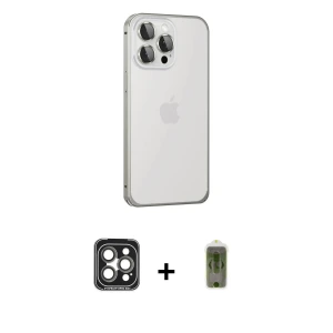 ieg™ iPhone 15 Pro Max Kılıf Eksen Form Serisi - Siyah Joko Magic 5D Hayalet Cam + PVD Metal Kamera Lens - GI