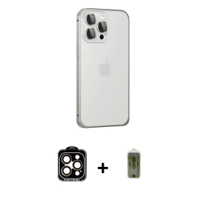 ieg™ iPhone 15 Pro Max Kılıf Eksen Form Serisi - Siyah Joko Magic 5D Hayalet Cam + PVD Metal Kamera Lens - TU