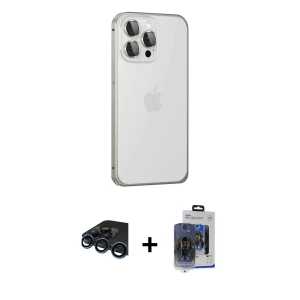 ieg™ iPhone 15 Pro Max Kılıf Eksen Form Serisi - Siyah Vanessa Magic Cam + Raze Metal Kamera Lens - LT