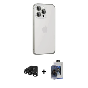 ieg™ iPhone 15 Pro Max Kılıf Eksen Form Serisi - Siyah Vanessa Magic Cam + Raze Metal Kamera Lens - TMGI
