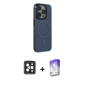 ieg™ iPhone 15 Pro Max Kılıf Eksen Işık Prime - Siyah Bilvis 5in1 3D Magic Cam Ekran Koruyucu + PVD Metal Kamera Lens - SH