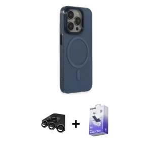 ieg™ iPhone 15 Pro Max Kılıf Eksen Işık Prime - Siyah Bilvis 5in1 5D Magic Hayalet Cam Ekran Koruyucu + Raze Metal Kamera Lens - TMGI