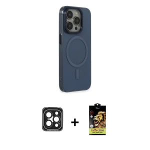 ieg™ iPhone 15 Pro Max Kılıf Eksen Işık Prime - Siyah Buffer Cam Ekran Koruyucu + PVD Metal Kamera Lens - SH
